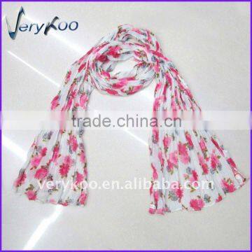 Fashion Flora Printed Voile Scarf (FCH-11318)