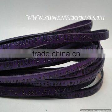 Flat Nappa Leather cords with name -5mm purple