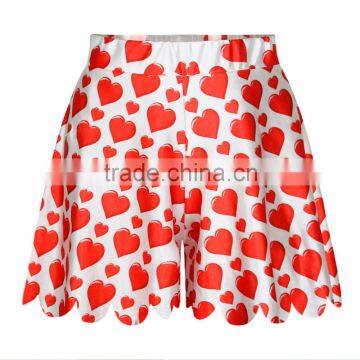 Plus Size Women Running Shorts Hearts White Sublimation Pants N14-36