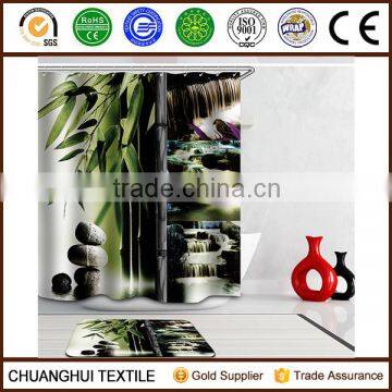 3D printed bamboo and brook close to nature bathroom shower curtain