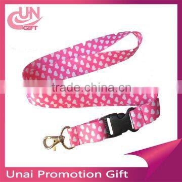 Pink Hearts Leopard Animal Printed Neck Lanyard Strap ID Card Keychain