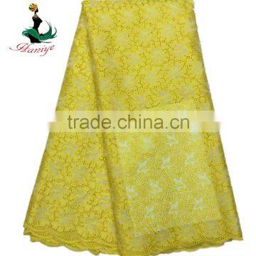 ZGC04-5 Haniye 2016 african polish lace cotton lace nigerian swiss cotton voile lace in yellow