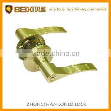 2016 High security zinc alloy satin brass finish reversible tubular privacy door handle lock set