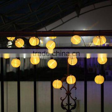 Solar String Lights Outdoor 15.7ft 20 LED Warm White Fabric Lantern Christmas Globle Lights