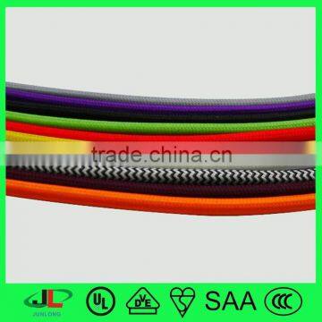 Colored power cord with braided UL 3 core extension cord PVC insulated copper wire