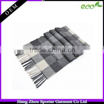 16FZSF02 men's fashionable custom plaid wool scarf