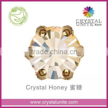 Crystal Unite Lead Free Chaton in Crown Setting, Crystal Honey