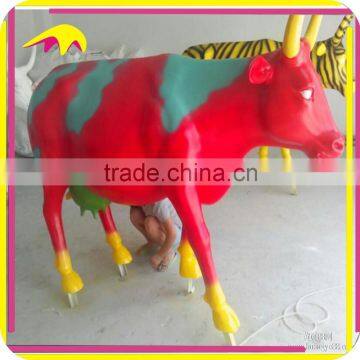 KANO0353 Outdoor Decorative Statue Fiberglass Life Size Cow For Sale