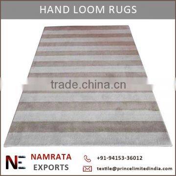 Handmade Wool Carpet Cut Pile Stripes Design Carpet with Latex Backed