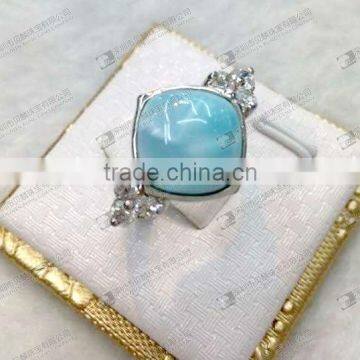 Larimar stone ring,Larimar ring 10mm