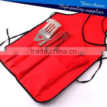 4PCS BBQ Grill Tools Set With Apron