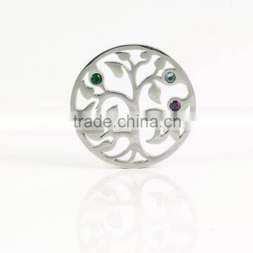 Beautiful Stainless Steel Inlay Zircon Tree of Life Pendant photo-3