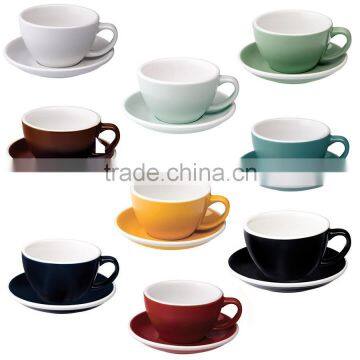300ml Top Quality Color Glazed Ceramic Stoneware Coffee Tea Cups With Saucers Sets