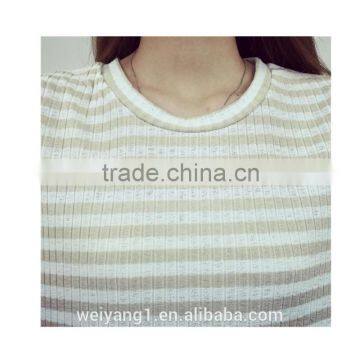 New Fashion Puffy Gray Striped Women One-piece Dress With Flouncing Hem