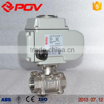 China made 3 pieces stainless steel high pressure motorized ball valve