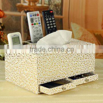 wholesale custom manufacturers selling leather tissue box, multi-function drawer storage box