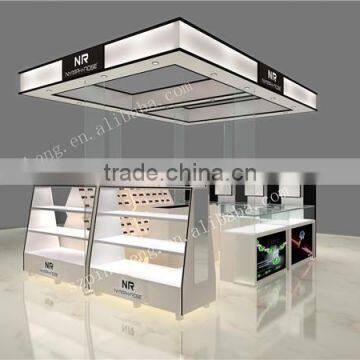 Wood Veneer Material Jewelry Showcase Kiosk With Led Strip Light for Shop Decoration Design photo-6