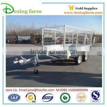 Heavy duty galvanized double axle box trailer with cage