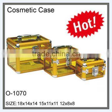 3pcs sets yellow transparent acylic cosmetic case