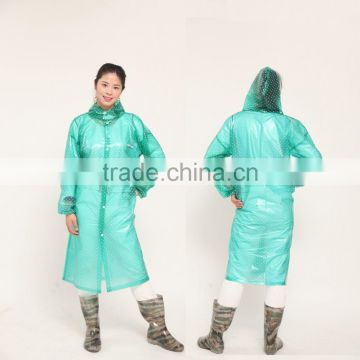 plastic transparent raincoat/ clear raincoat/fashion long hooded pvc ladies raincoat