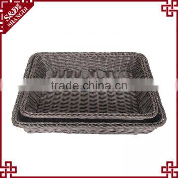 Set of 2 Plastic Wicker Bathroom Storage Basket for Home or Hotel photo-4