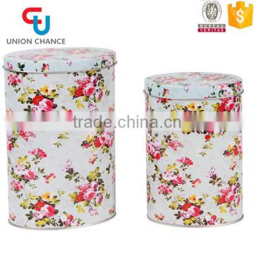 2PCS Oval Coffee Tea Tin Box Set