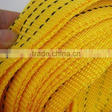H50048 3 Tons Heavy Duty 12ft Road Emergency Trailer Rope Tow Line Strap 2 Hooks Yellow photo-2