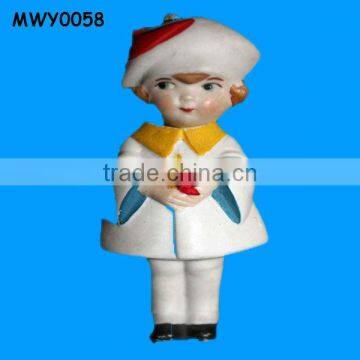 Bisque Figurine Girl with Bobble Head Dolls