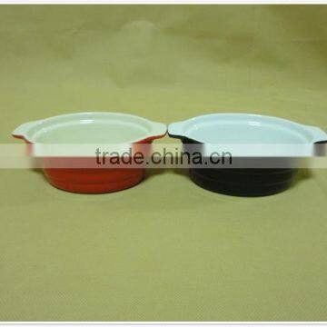 Good Quality Round Colored Ceramic Bakeware With Two Handles photo-3