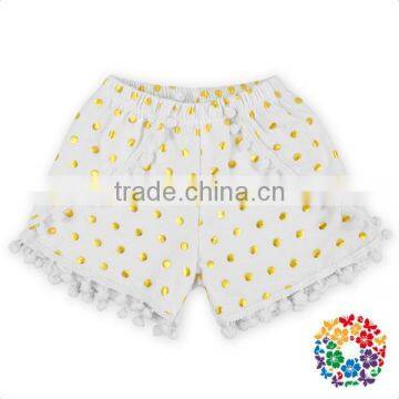 Small Pink Gold Dots Running Shorts Pom Pom Girls Ruffle Shorts photo-5