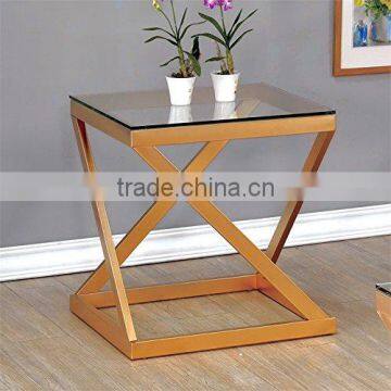 Stainless Steel Brass Frame Square Metal Glass Coffee Table High Qualtiy photo-4