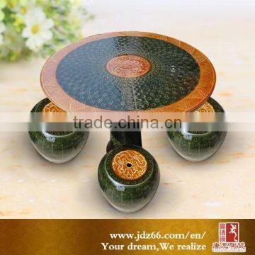 Modern Design Summer Design Ceramic Drum Stool Blue and White Table photo-2