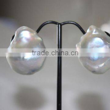 10-12mm White Baroque Edison Pearl Earing photo-2