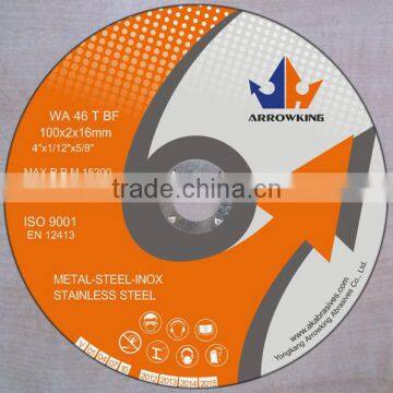 4" 100x2x16mm Super Thin Flat Resin Bonded Reinforced Cutting Wheel for Stainless Steel