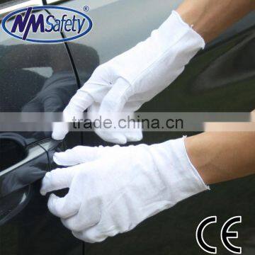 NMSAFETY bleached 100% cotton industrial gloves for inspection using glove