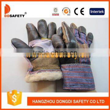 DDSAFETY Cow Grain Leather Work Gloves For Winter Safety Gloves