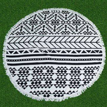White&Black Printing Circle Beach Towel/Round Beach Towel photo-3