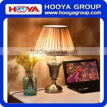 13" European Bedside Table Lamp w/ LED Bulb Champagne Bedroom Night Light