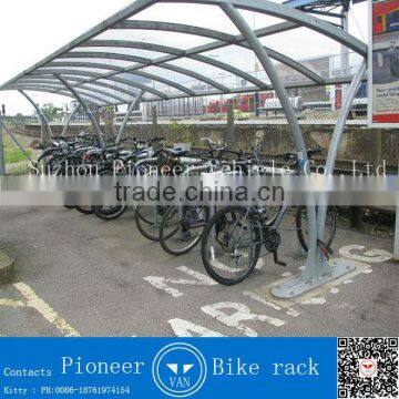 powder coated with green color metal bikes racks shelter