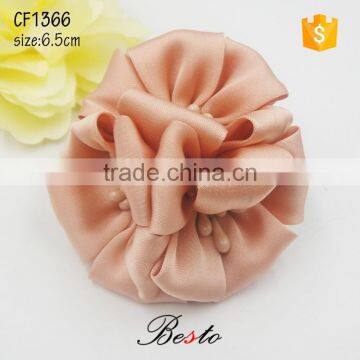 Exquisite handmade bud center satin fabric flower for women hair accessories