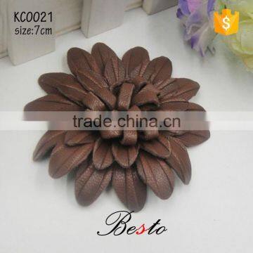 Fashion wholesale cusotm colors handmade brown leather shoe flower