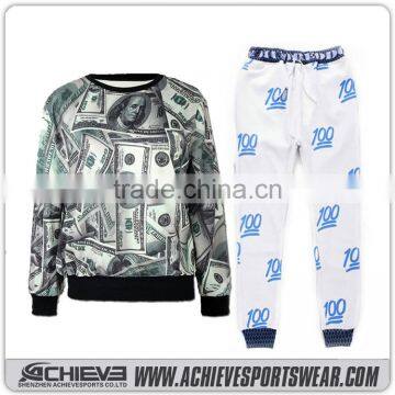 New Product Pullover Style All Over Printing Sweatsuit/sweatshirt and sweatpant