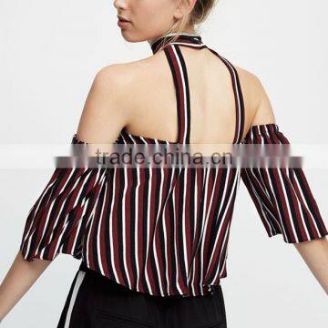 Sexy Fashion Design Women Elastics Choker Neck Top