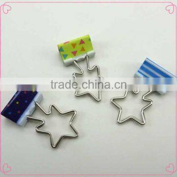 Stationery factory star shape metal binder clip with colorful printing