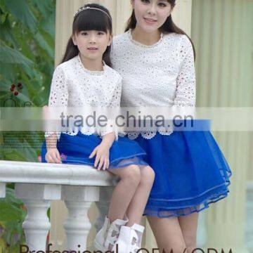 top selling England style mini parent-child frock dress Mother and Daughter dress design