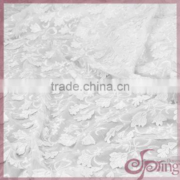 White Floral Chiffon Lace Embroidery Fabric, Fashion Applique Designs Lace photo-2