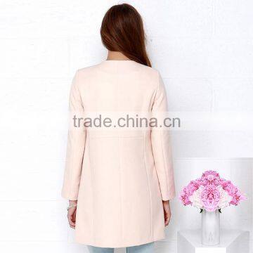 HAODUOYI Women Autumn Contrast OL Round Neck Long Line Trench Coat Outwear photo-2