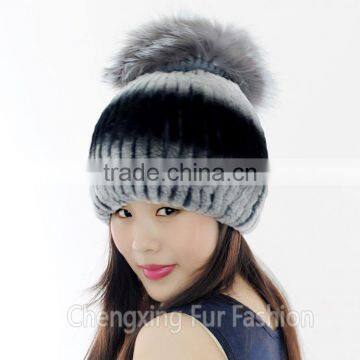 CX-C-02E 2016 Newest Knitted Hat Rex Rabbit Fur Woman Hat photo-2