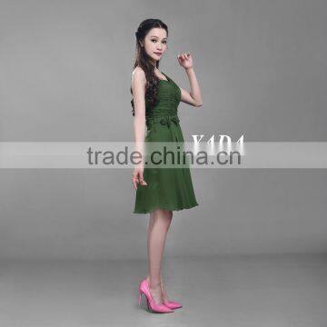 Green Color Anti-Wrinkle Elegant Chiffon Party Cocktail Dress photo-4