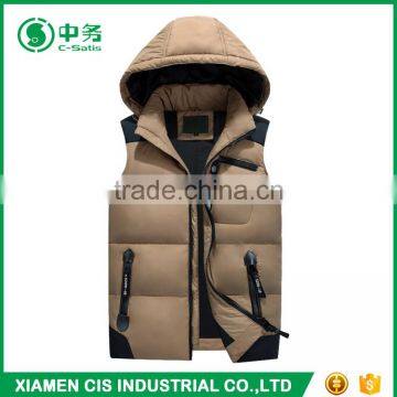New Product Comfortable Warm Outwear Mens Winter Duck Down Vest With Hood photo-2